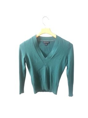 Banana Republic Green V-Neck Long Sleeve Silk Cotton Cashmere Sweater Petite XS